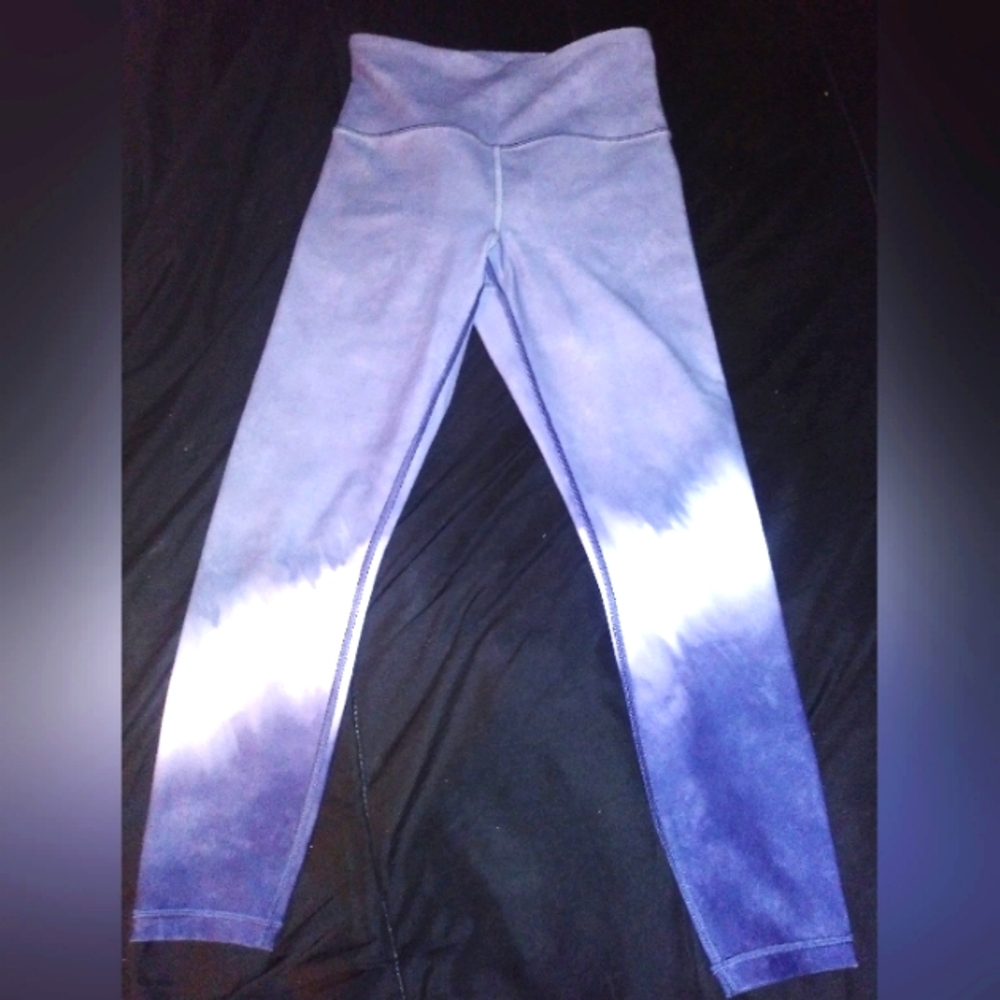 ATHLETA ELATION 7/8 TIGHT LEGGINGS NAVY WATERCOLOR STRIPE /XS